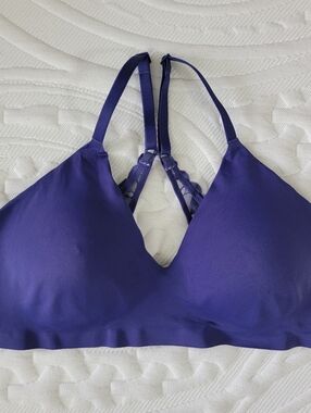 TRUE True And Co Body Boost Triangle Lace Convertible Strap Bra Blue Medium